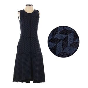Staci Snider Black Geometric Jacquard Drop Waist Midi Dress Sleeveless Size XS